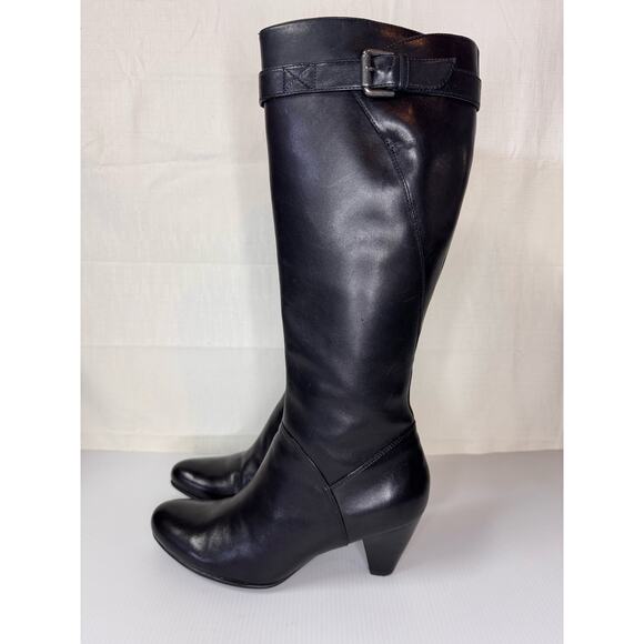 ECCO‎ Hope Knee High Boots Size 8.5/ 39 Black Leather Riding Equestrian Western - Picture 2 of 14